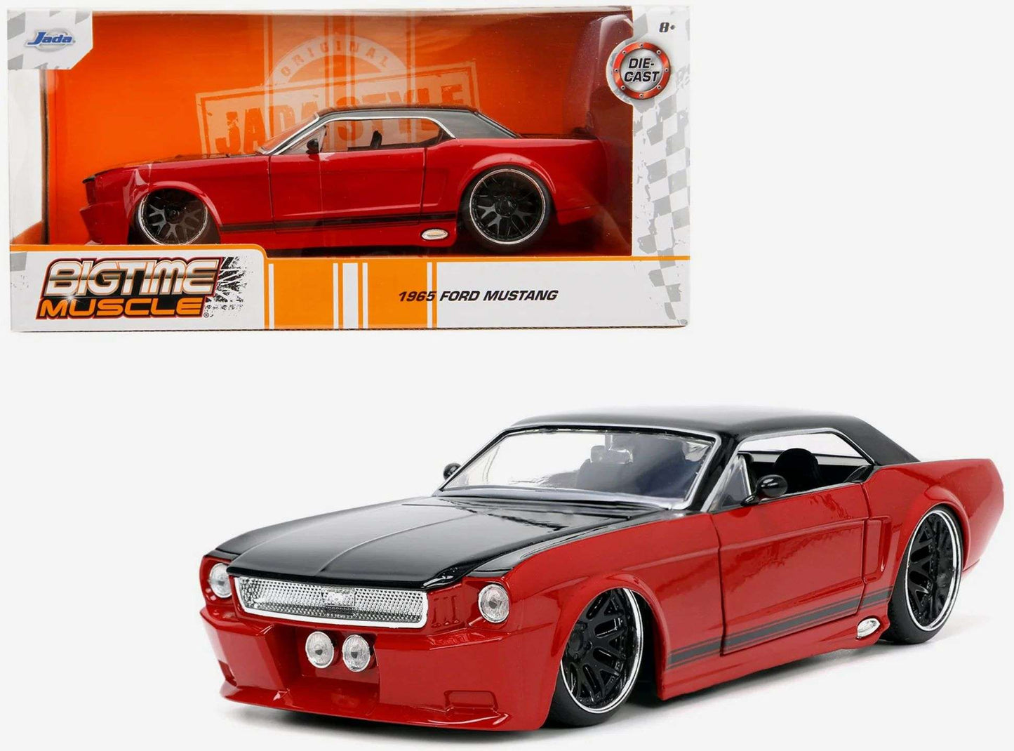 1965 Ford Mustang Custom Red and Black "Bigtime Muscle" Series 1/24 Diecast Model Car by Jada Miniature Motors Default Title Default Title-