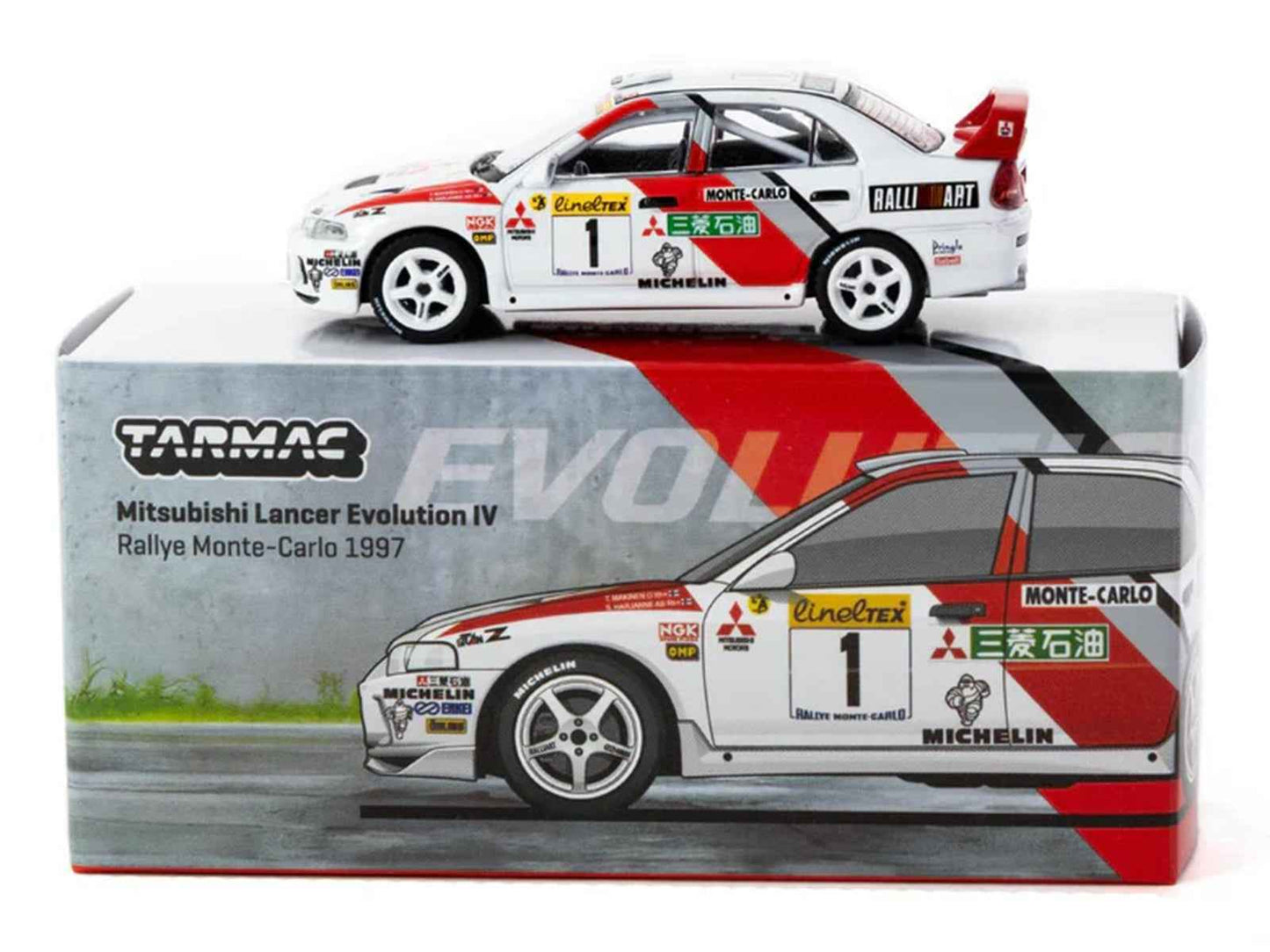 Mitsubishi Lancer Evolution IV #1 Tommi Makinen - Seppo Harjanne 3rd Place "Monte Carlo Rally" (1997) "Global64" Series 1/64 Diecast Model by Tarmac Works Miniature Motors Default Title Default Title-