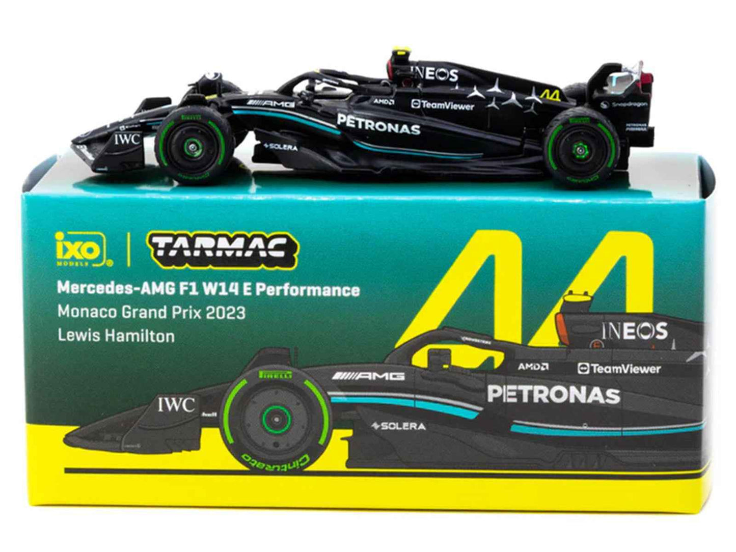Mercedes-AMG F1 W14 E Performance #44 Lewis Hamilton Formula One F1 "Monaco GP" (2023) "Global64" Series 1/64 Diecast Model by Tarmac Works Miniature Motors Default Title Default Title-