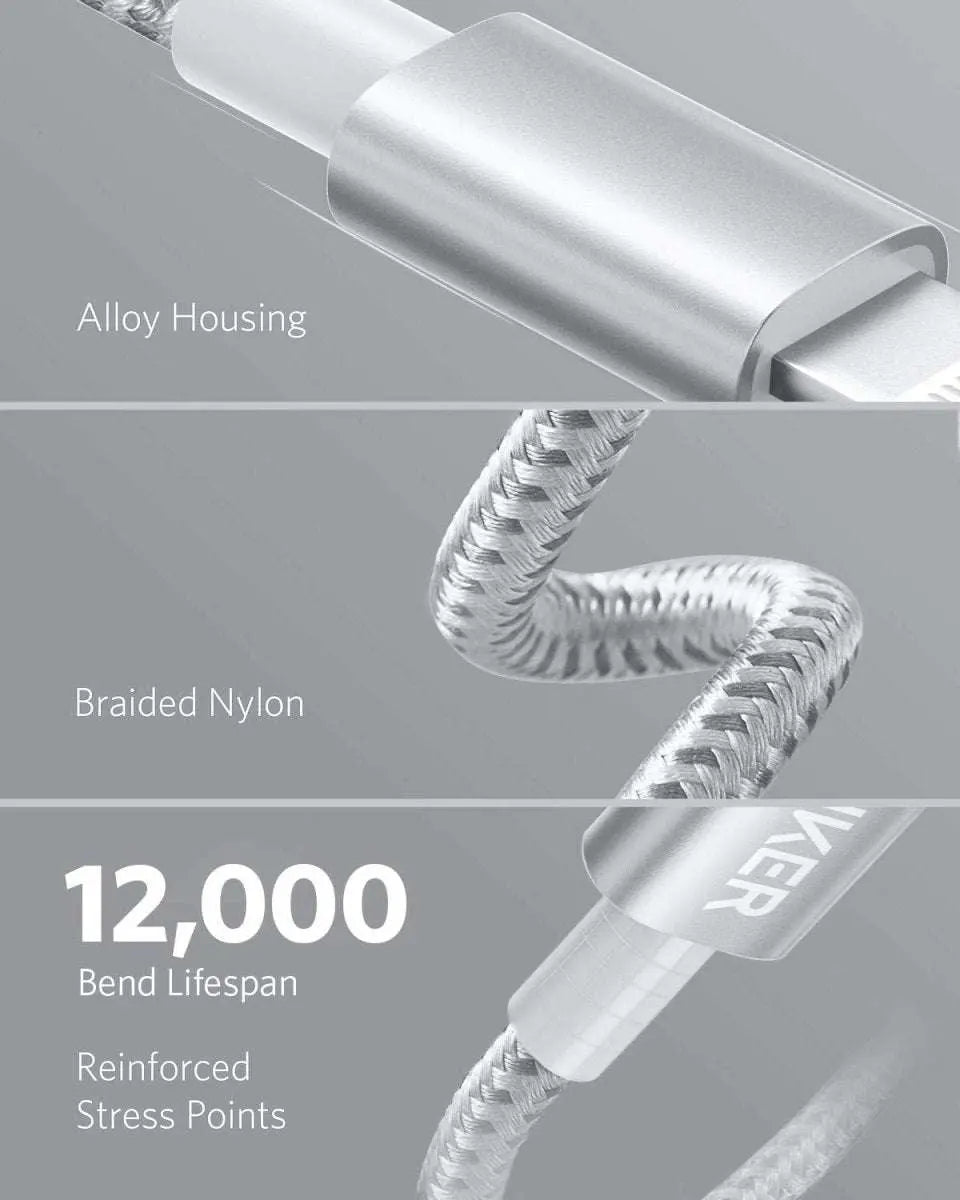 Anker USB-C to Lightning cable, red braided nylon with 12,000 bend lifespan