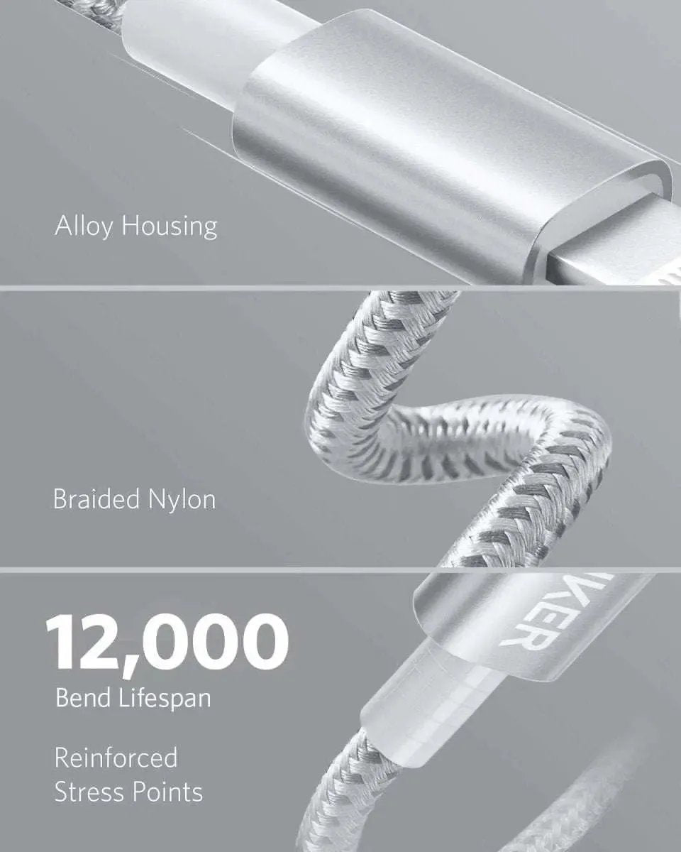 Anker USB-C to Lightning cable, red braided nylon with 12,000 bend lifespan