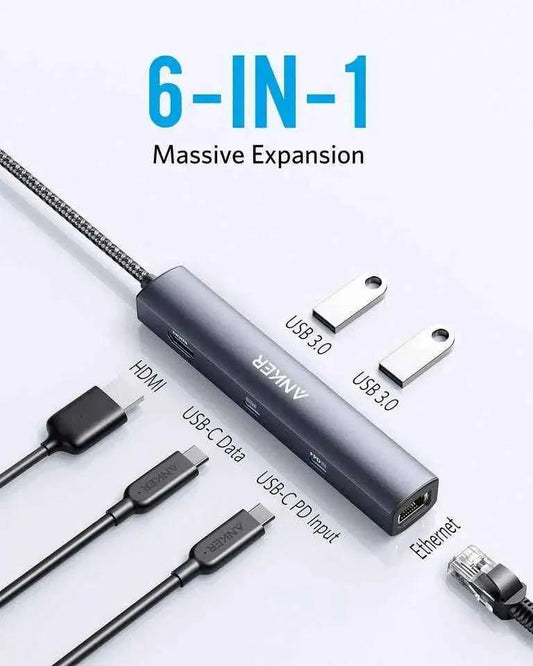 Anker 543 USB-C Hub (6-in-1, Slim) Anker Grey Grey-