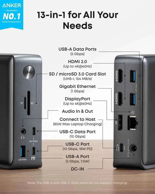 Anker 575 USB-C Docking Station (13-in-1) Anker Black Black-