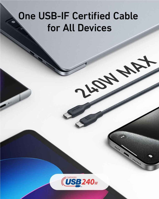 Anker <b>543</b> USB C to USB C Cable (240W, 10 ft) - Cartsfy Inc.