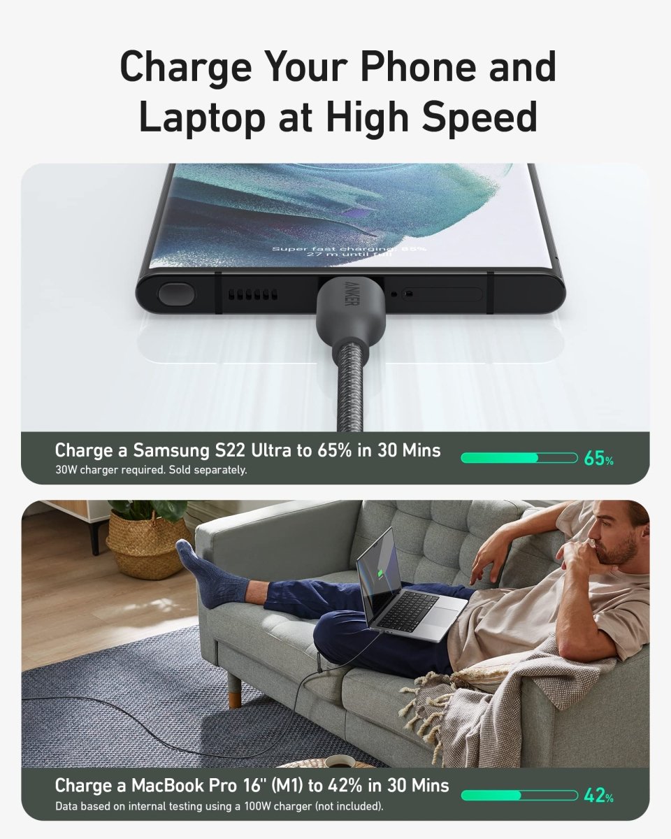 Anker <b>543</b> USB C to USB C Cable (240W, 10 ft) - Cartsfy Inc.