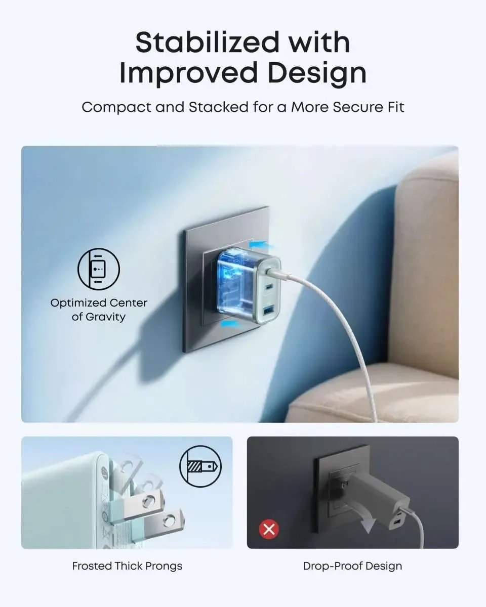 Anker Nano Charger (70W, 3 Ports) Anker Shell White Black Stone Teal Oasis Shell White-Black Stone-Teal Oasis-