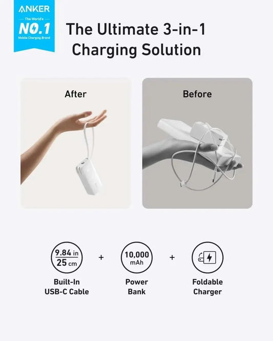 Anker Power Bank (10K, Fusion, Built-In Cable) Cartsfy Inc.