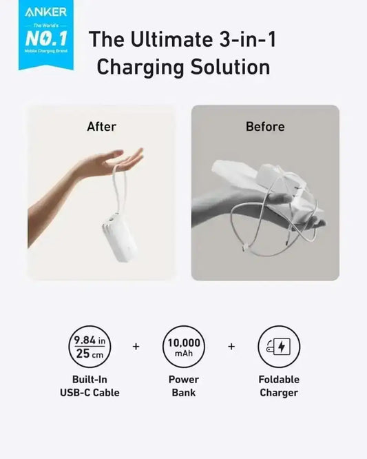Anker Power Bank (10K, Fusion, Built-In Cable) Cartsfy Inc.