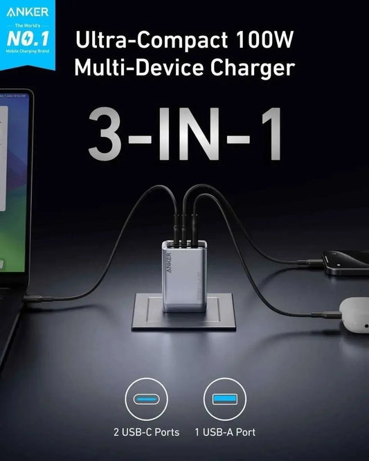 Anker Prime Charger (100W, 3 Ports, GaN) Anker Default Title Default Title-
