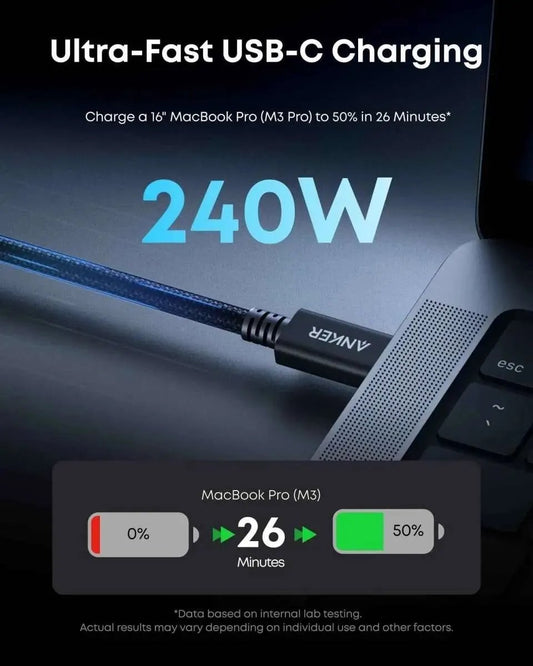 Anker Prime Thunderbolt 5 Cable (3.3 ft/1.7 ft, 80 Gbps, 240W) Anker 3.3 ft / Black 1.7 ft / Black 3.3 ft / Black-1.7 ft / Black-