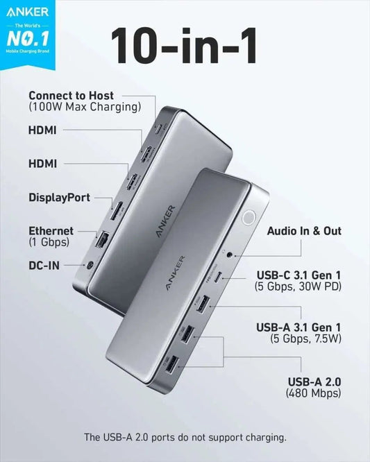 Anker USB-C Docking Station (10-in-1) Anker Grey Grey-