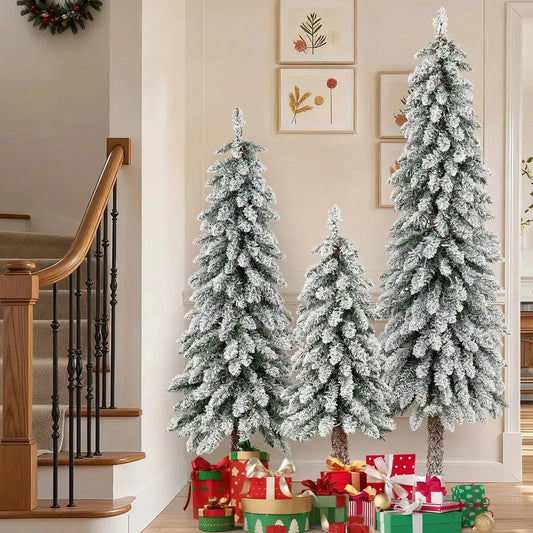 Artificial Christmas Tree Set of 3 with Snow-flocked Branch Tips Cartsfy Inc.