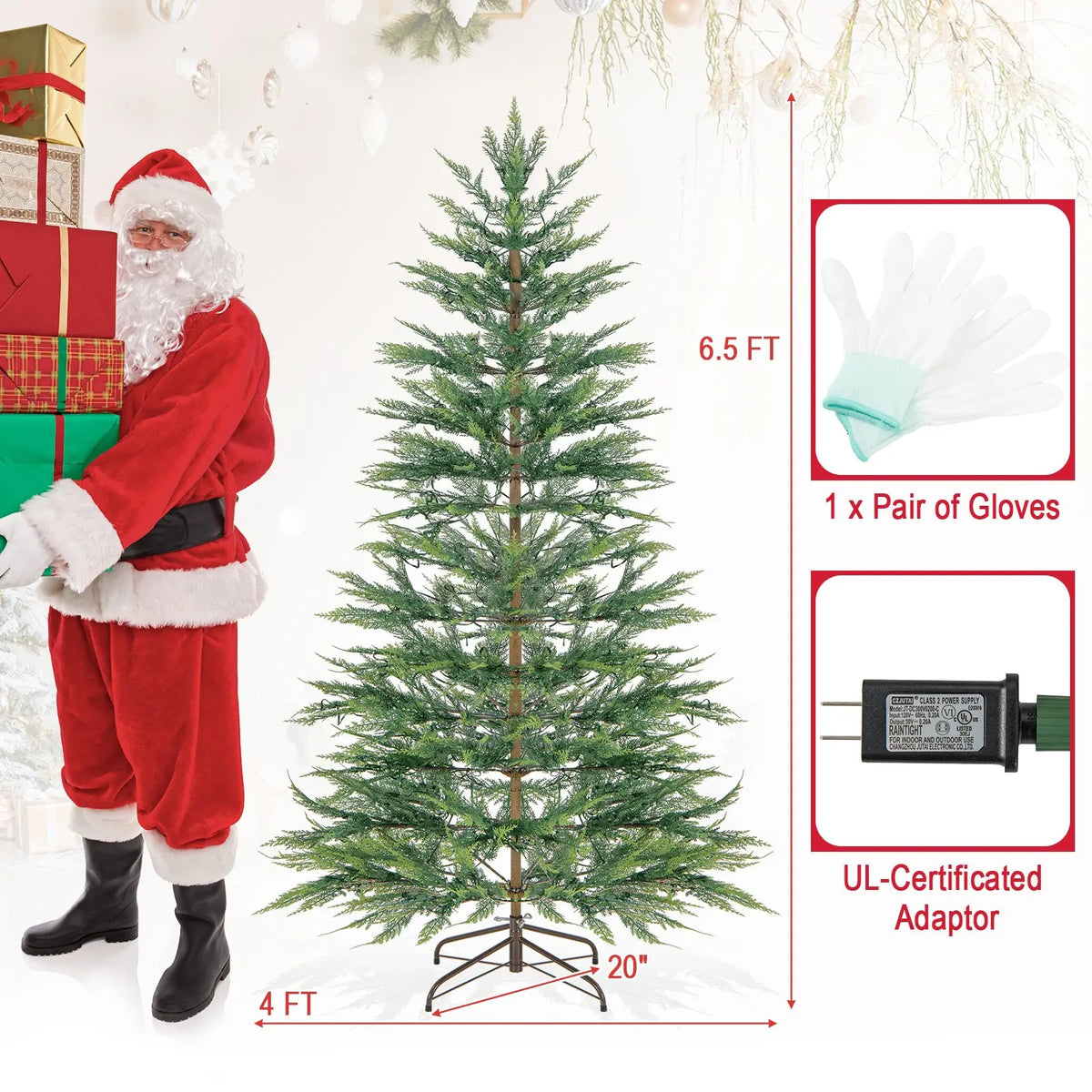 6.5 Ft Pre-Lit Artificial Cypress Christmas Tree with Timer