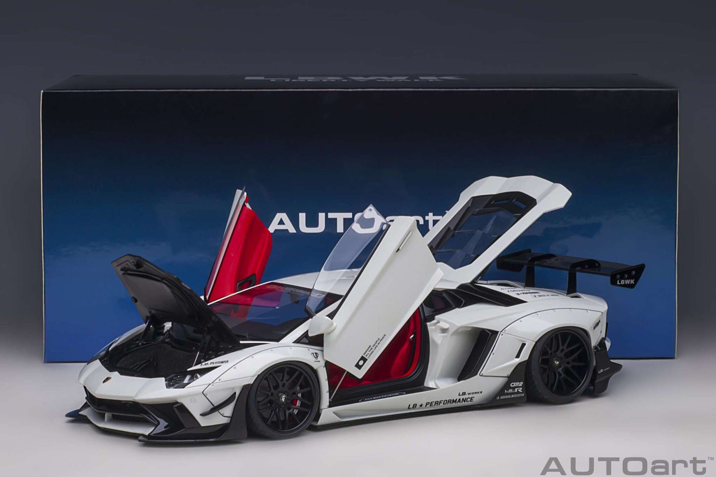 AUTOart Lamborghini Aventador Liberty Walk LB-Works, Limited Edition, Metallic White 1:18 STM Diecast Default Title Default Title-