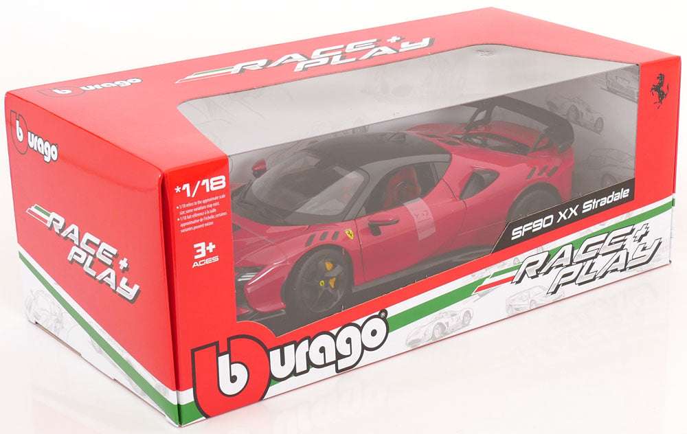 Bburago 2024 Ferrari SF90XX Stradale Rosso Corsa w/ Black Roof Ferrari Red 1:18 Cartsfy Inc.