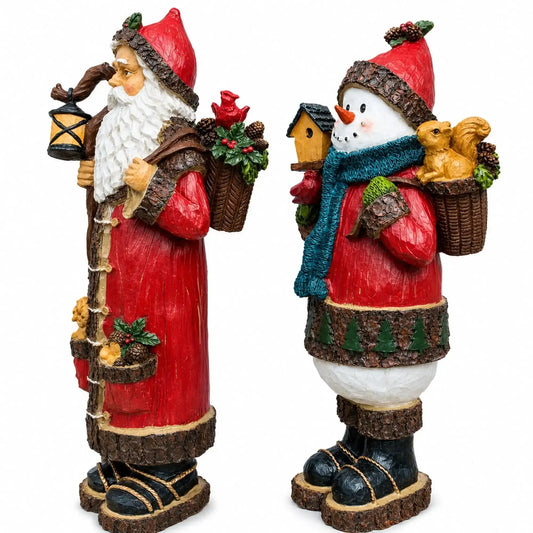 Set of 2 Santa and Snowman Christmas Figurines 18 Inches BestPysanky Default Title Default Title-