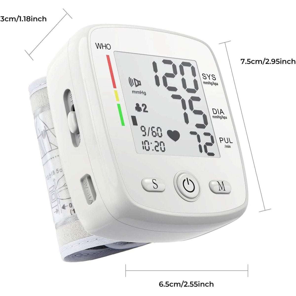 Blood Pressure Monitor Digital Wrist BP Machine Automatic BP Cuff with 2 Users 180 Memory Voice Large LCD Display Cartsfy Inc.