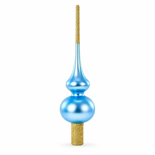 Blue with Sparkling Top Glass Christmas Tree Topper 11 Inches Cartsfy Inc.