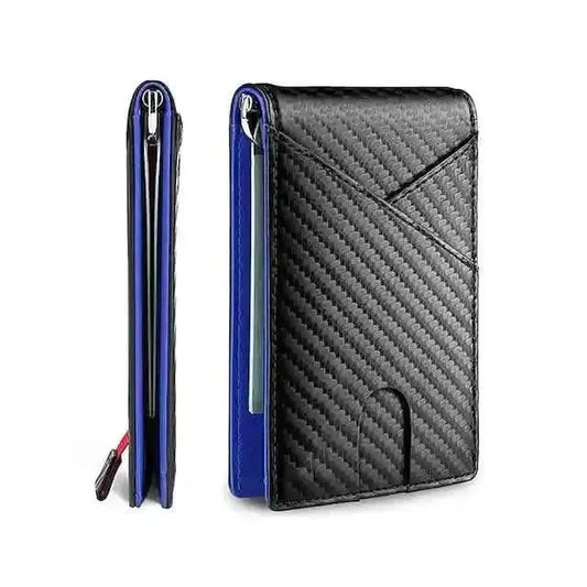 Carbon Fiber Rfid Men Wallets Bi-fold Vallet Billfold DailySale Black Blue Orange Black-Blue-Orange-