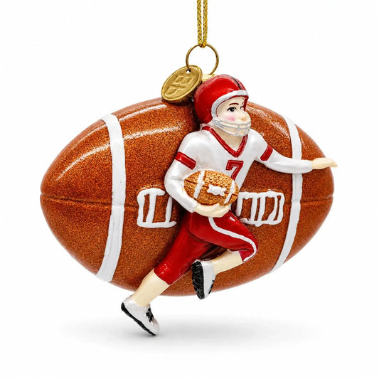 Football Player Glass Christmas Ornament BestPysanky Default Title Default Title-