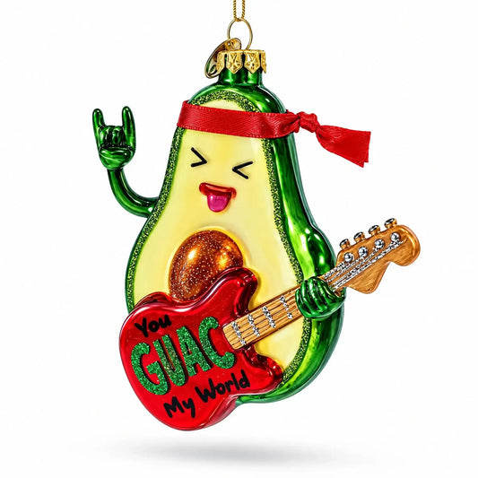 Musical Avocado Strumming a Guitar Glass Christmas Ornament BestPysanky Default Title Default Title-