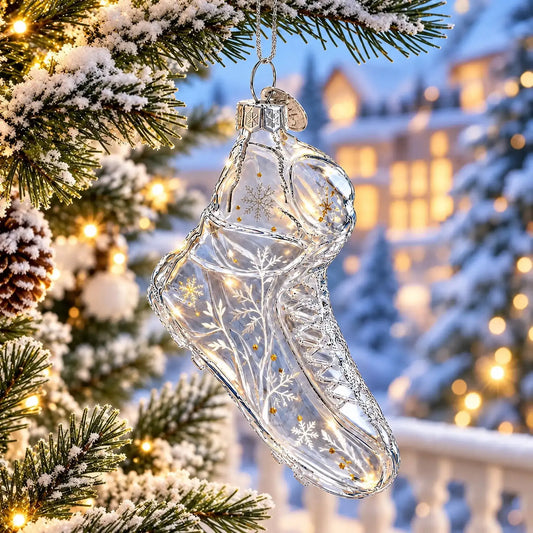 Running Shoe Clear Glass Christmas Ornament BestPysanky Default Title Default Title-