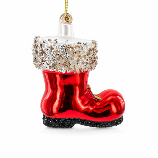 Santa Boot Glass Christmas Ornament BestPysanky Default Title Default Title-