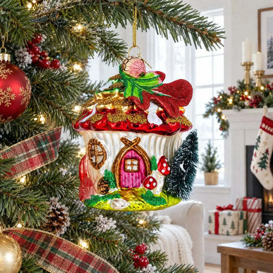 Fairy House Nestled in a Woodland Glade Glass Christmas Ornament BestPysanky Default Title Default Title-