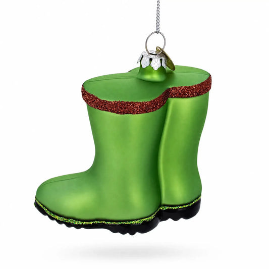 Green Rubber Boots Glass Christmas Ornament BestPysanky Default Title Default Title-