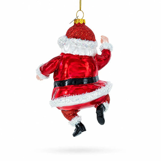 Santa Boogying in Festive Red Attire Glass Christmas Ornament BestPysanky Default Title Default Title-
