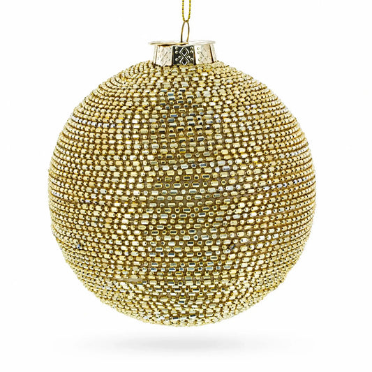 Beaded Gold Glass Ball -Glass Christmas Ornament BestPysanky Default Title Default Title-