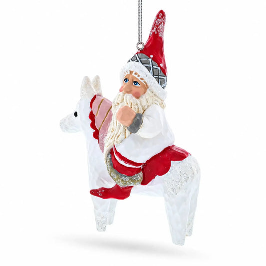 Santa Riding Horse Glass Christmas Ornament BestPysanky Default Title Default Title-