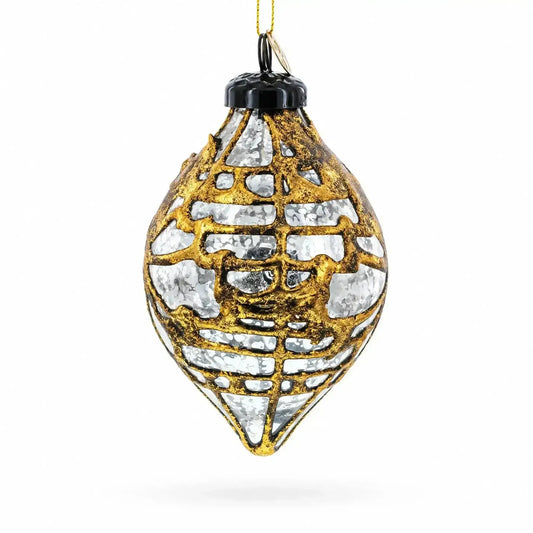 Rustic Teardrop with Gold Filigree Clear Glass Christmas Ornament BestPysanky Default Title Default Title-