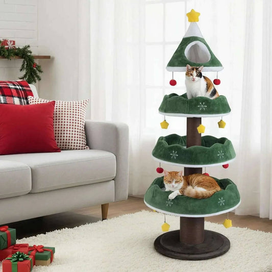 Christmas Cat Tree with 3 Platforms & Top Perch DirectDeals Default Title Default Title-