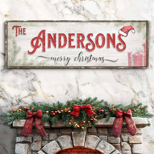 Christmas Family Name Sign V Tailored Canvases 8x24 inch Medium Premium Gallery Wrapped 12x36 inch Medium Premium Gallery Wrapped 16x48 inch Large Premium Gallery Wrapped 8x24 inch Medium Premium Gallery Wrapped-12x36 inch Medium Premium Gallery Wrapped-16x48 inch Large Premium Gallery Wrapped-