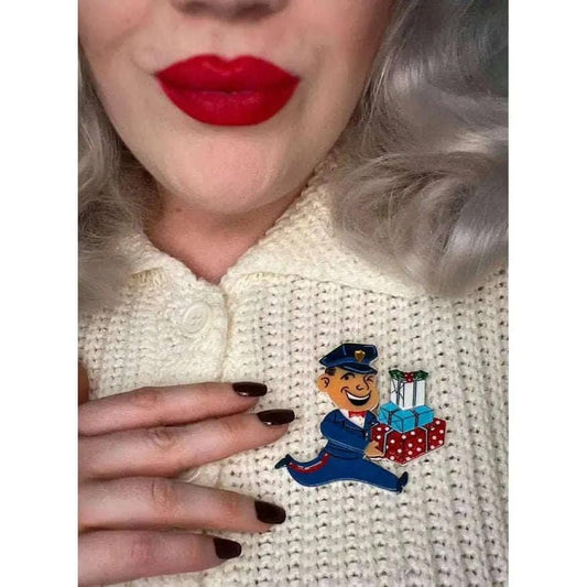 Christmas Happy Mail Brooch by 50's Vintage Dame x Lipstick & Chrome Quirks! BROOCH BROOCH & EARRINGS BROOCH-BROOCH & EARRINGS-
