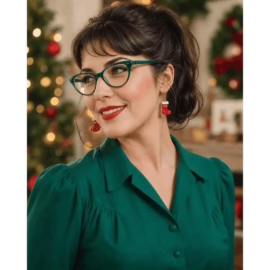 Christmas Stocking Drop Earrings by Lipstick & Chrome Cartsfy Inc.
