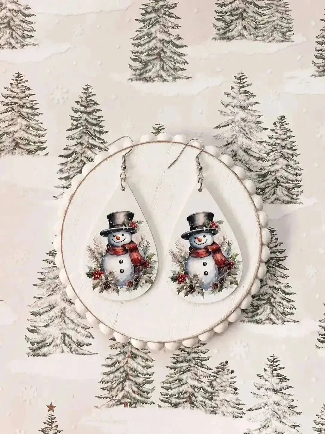 Cozy Snowman Christmas Teardrop Earrings Cartsfy Inc.