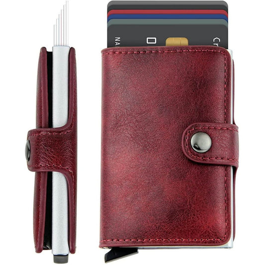 Credit Card Holder RFID Blocking Genuine Leather Vintage Aluminum Business Wallet - Cartsfy Inc.