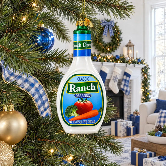 Ranch Dressing Bottle Glass Christmas Ornament BestPysanky Default Title Default Title-