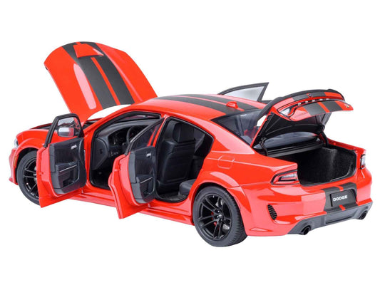 Dodge Charger Scat Pack Widebody Torred with Carbon Stripes 1/18 Model Car by Autoart Cartsfy Inc.