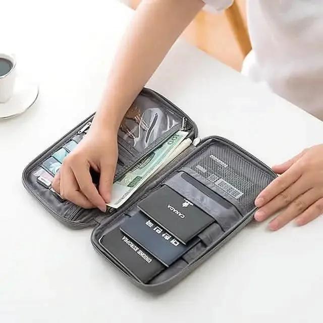 Family Travel Document Organizer Capacious Passport Holder Wallet DailySale Black Dark Blue Orange Black-Dark Blue-Orange-Blue-Gray-