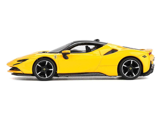 Ferrari SF90 Giallo Modena Yellow with Black Top 1/64 Diecast Model Car by BBR Cartsfy Inc.