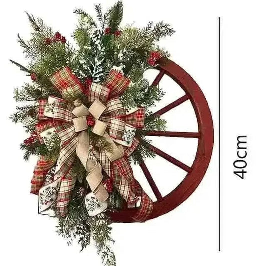 Front Door Wooden Vintage Winter Decorative Christmas Wreath