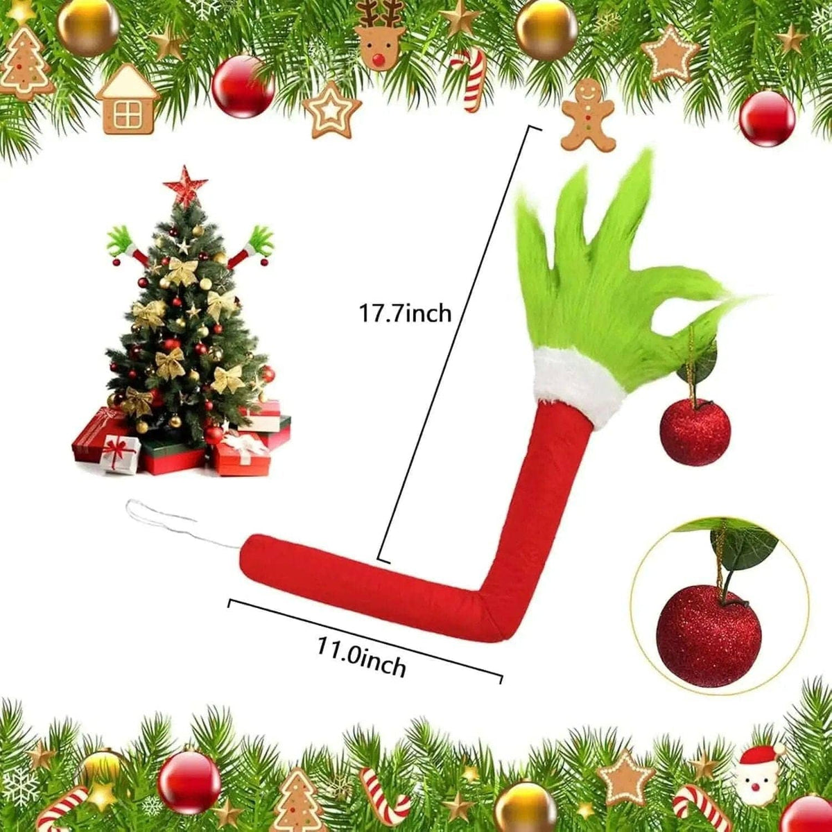 Furry Green Monster Elf Arms Hand for Christmas Tree Ornaments DailySale Default Title Default Title-