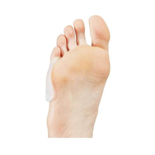 Pinky toe bunion guard for side of foot, translucent gel sleeve