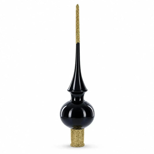 Glossy Black Glass Christmas Tree Topper 11 Inches Cartsfy Inc.