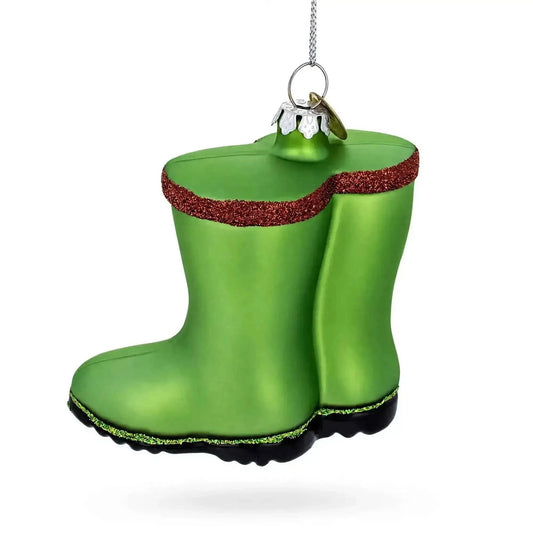 Green Rubber Boots Glass Christmas Ornament Cartsfy Inc.