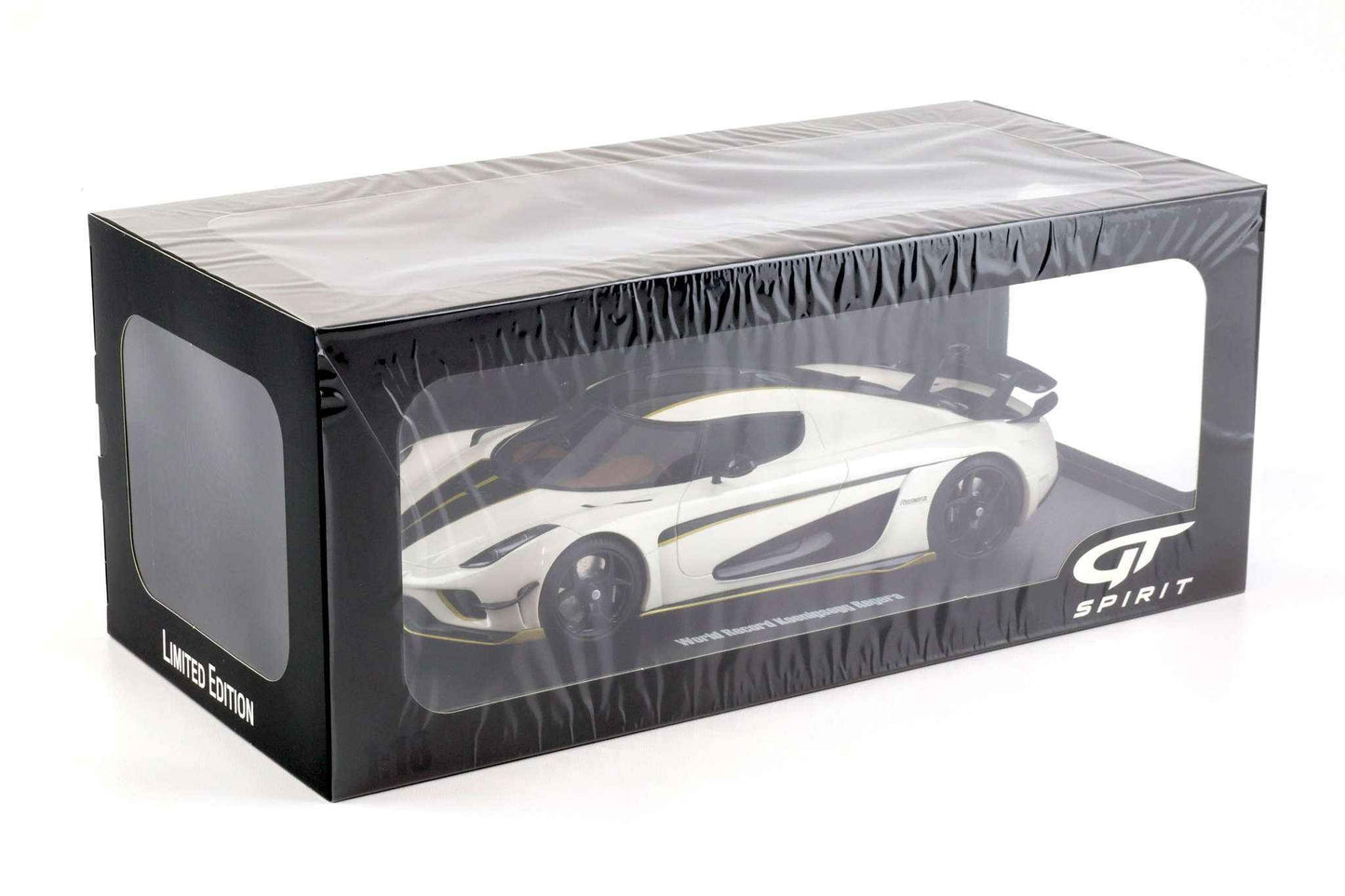 GT Spirit 2018 Koenigsegg Regera World Record Crystal White w/ Black Stripes & Gold Accents 1:18 STM Diecast Default Title Default Title-