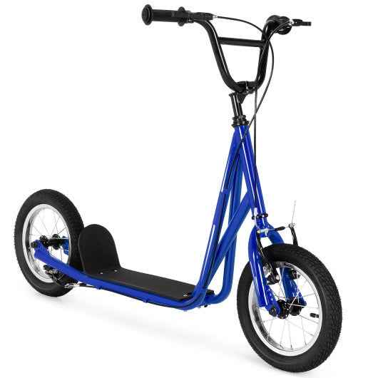 Height Adjustable Kid Kick Scooter with 12 Inch Air Filled Wheel-Navy Cartsfy Inc.